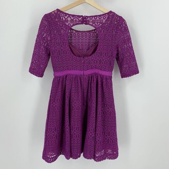 Plenty by Tracy Reese Dress Womens Size 2P Purple Estella Lace Fit & Flare B12 - Picture 7 of 10